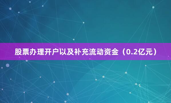 股票办理开户以及补充流动资金（0.2亿元）